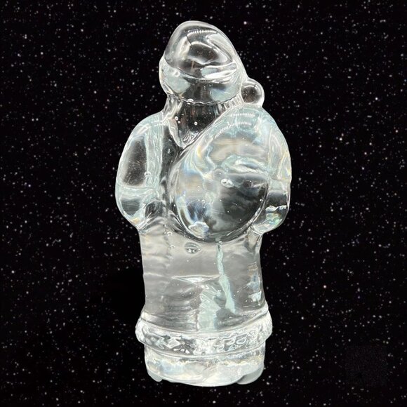 Vintage Art Glass Santa Claus Figurine Paperweight Clear Christmas 7”T 4”W - Picture 4 of 11